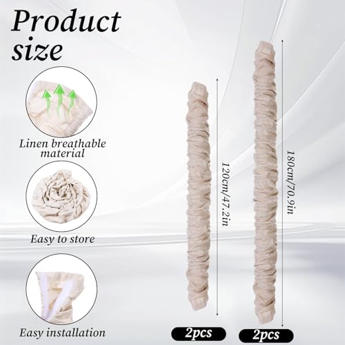 4 Pcs Fabric Cord Cover, 6 Feet and 4 Feet Beige Chandelier Chain Cover Fabric Lighting Cable Sleeve for Chandelier Lighting Wires, Cable Management - Easy to Install