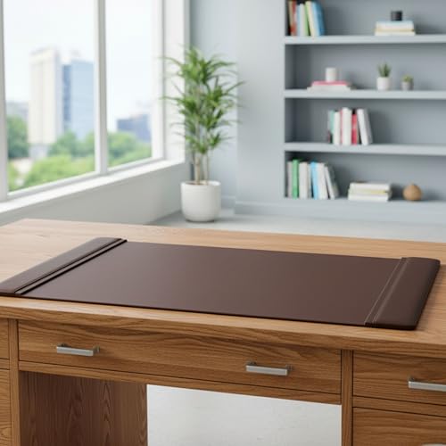 DACASSO Leather Desk Pad with Side Rails - Luxury Leather Desk Blotter for Writing - Executive Desk Surface Protector - (Chocolate Brown, 34” x 20”) - color: Chocolate Brown, size: 20" x 34"