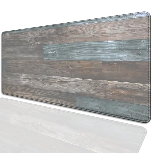 Vintage Wood Grain Pattern Desk Pad Mouse Pad,Large Gaming Mouse Mat with Stitched Edges,Non-Slip Rubber Base Mousepad for Office Computer Keyboard Laptop Home(27.5X11.8 in) - color: Wood Grain
