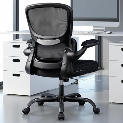 ALLGOD Ergonomic Office Chair, Breathable Mesh Ergonomic Desk Chair with Lumbar Support, Flip-up Armrests, Computer Chairs Comfortable for Home, Office, Work, Standard, 4 Pack - color: Black(standard), size: 4 Pack