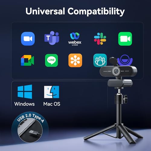 EMEET C60E 4K Webcam with Tripod, Streaming Camera with PDAF Autofocus, Dual Microphones, Auto Light Correction, 73° FOV, Plug & Play USB Webcam for Live Streaming, Gaming & Real-Time Interaction - style: Single-Camera w/ Tripod