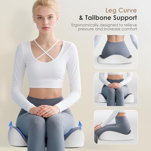 FLORICH Car Seat Cushion for Driving, Memory Foam Seat Cushion for Car Office Chair, Ergonomic Office Seat Chair Cushion for Sciatica Pain Relief, Larger Car Seat Cushion for Trunk - Gray - color: Fl-003-gray
