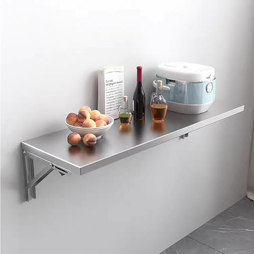 304 Stainless Steel Wall-Mounted Folding Table, Laundry Fold Down Table, Folding Wall Desk for Office Kitchen, Save Space for Room, Storage W 15.7"-47.2", H11.8/15.7"(100x30cm/39.4x11.8in) - size: 100x30cm/39.4x11.8in