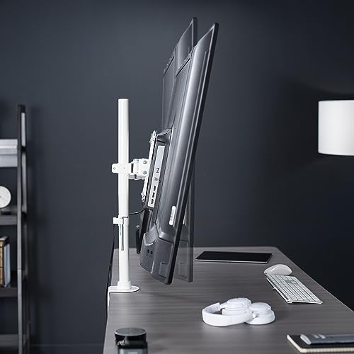 VIVO Ultra Wide TV Desk Mount for up to 55 inch Screens Weighing 66 lbs, Full Motion Height Adjustable Single Television Stand, White, STAND-V155CW - color: White, size: up to 55" screens