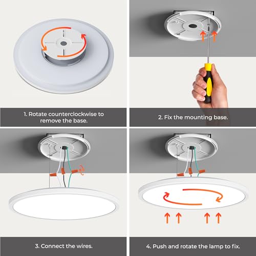 Matane 15.4in LED Flush Mount Ceiling Light Fixture with Remote, 2000K Warm Nightlight, Dimmable 3000K-6500K Low Profile Ceiling Lights for Bedroom, Living Room, 3600LM, White - color: White, size: 15.4 Inch