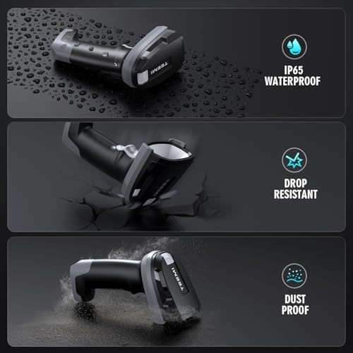 TEEMI 2D Bluetooth Barcode Scanner, Industrial Rugged Handheld Reader, High-Resolution Megapixel Sensor, Easy Battery Swap, Advanced Data Parsing, Wireless QR Code Scanner (Scanner Only) - size: Scanner Only