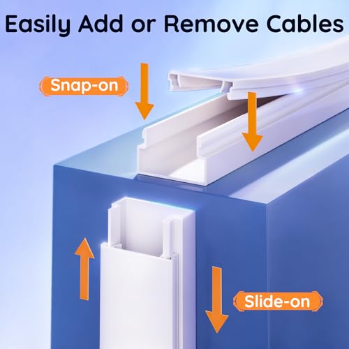 Delamu 236in Cord Hider, Professional Cable Cover Kit for Wall, TV Wire Hider for Wall Mounted TV, Raceway Cover on Management Wires, Cable Concealer, 0.59'' H x 0.40'' W, White - color: White, size: 236in x 0.59in x 0.40in