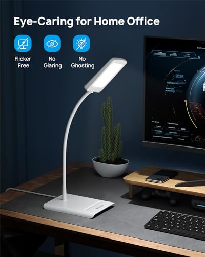 TROND Desk Lamp, Dimmable Eye-Caring Table Lamp, Memory Function, White - color: White