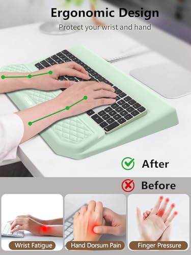 2-in-1 Ergonomic Keyboard Stand with Wrist Rest, Light Green - color: Light Green