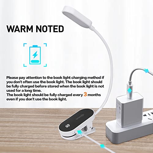 VAVOFO Rechargeable Book Light, 14 LEDs Eye Care Clip On Amber Reading Light for Bookworms Reading in Bed with 9 Colors 9 Brightness (White-Black) - color: White-Black