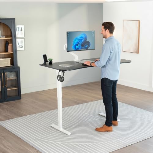 VIVO Black 63 x 32 in Standing Desk, DESK-KIT-2EWB - color: Black Top / White Frame, size: 63 x 32 inch