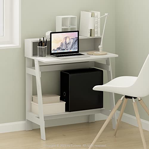 Furinno Simplistic A Frame Computer Desk, Regular, White | with Monitor Stand, A Frame Computer Desk, Office Desk, for Home Office, Bedroom, Study Room, Dorm - color: White, size: 32 inches