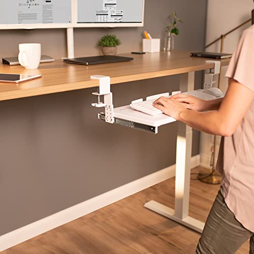 VIVO White Clamp-on 27 x 11 in Adjustable Keyboard Tray, MOUNT-KB05HW - color: White, size: 27" fixed width