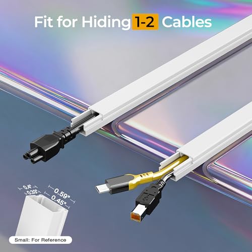 212.6in Cord Hider Kit, Cord Covers for 1 Wire on Wall, Self-Adhesive Cable Hider Wire Covers for Cords on Wall, Paintable Cord Hider for Walls Mount Tv, Cable Cover Raceway, W0.59 H0.4in, White - color: White, size: 212.6in L x 0.59in W x 0.4in H