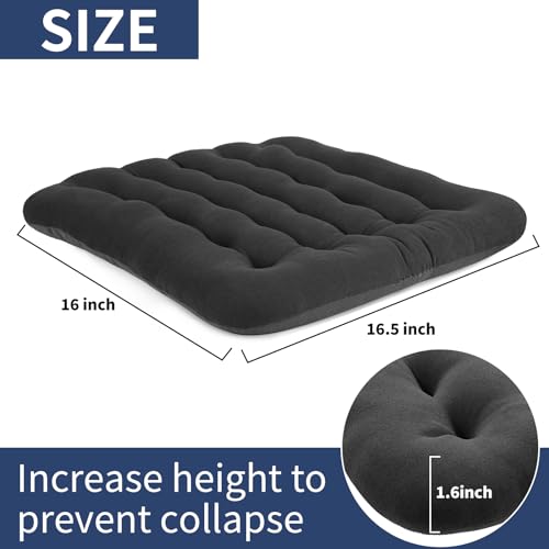 BUYUE Good Support Office Chair Cushion Padded, Soft Velvet Comfortable Non-Slip Seat Cushion for Computer Desk Kitchen Chair (1 Count, Gray) - color: Dark Gray