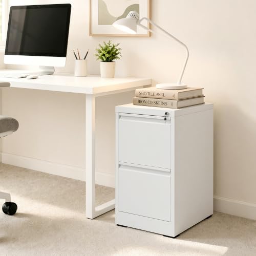 2 Drawer File Cabinet for Home Office, Vertical Filing Cabinet - color: White, size: 28.8"H - 2 Drawer