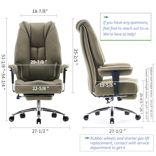 EXCEBET Big and Tall Office Chair 400lbs Wide Seat, Mesh High Back Executive Office Chair with Foot Rest, Ergonomic Chairs Lumbar Support for Lower Back Pain Relief (Mesh Light Green) - color: Mesh Light Green