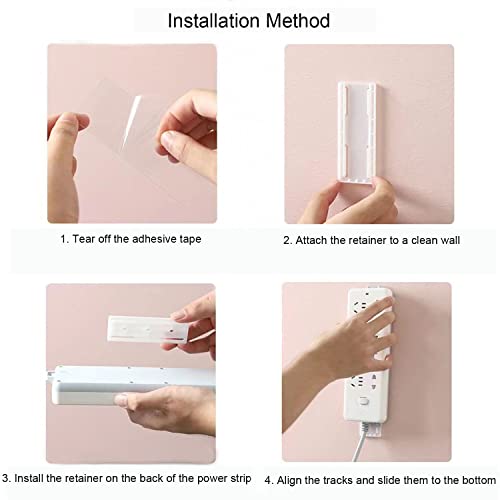 12 Pack Power Strip Holder, Punch-Free Adhesive Wall Mount, White - color: 12PCS-White