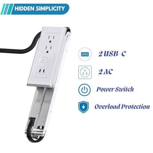 in-Drawer Outlet Kit, 2 AC + 2 USB-C PD30W Fast Charge, Overload Protection - size: (2)AC(2)USB-C