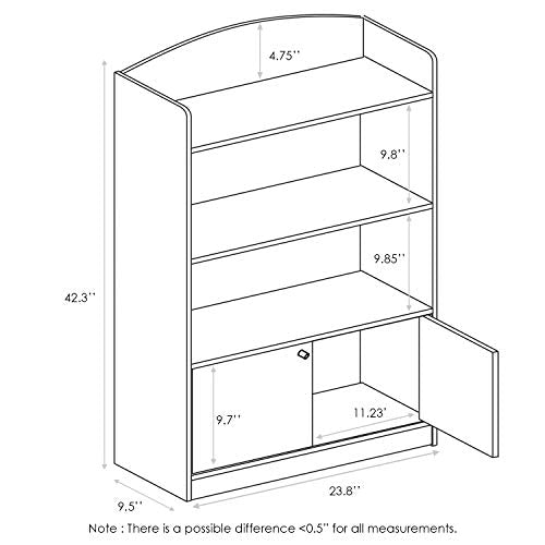 Bookshelf with Storage Cabinet, Bookcase, Book Shelf with Door, 11.8 x 23.6 x 37.3, for Bedroom, Living Room, Home Office, Light Blue - color: Light Blue, size: 4 Tier