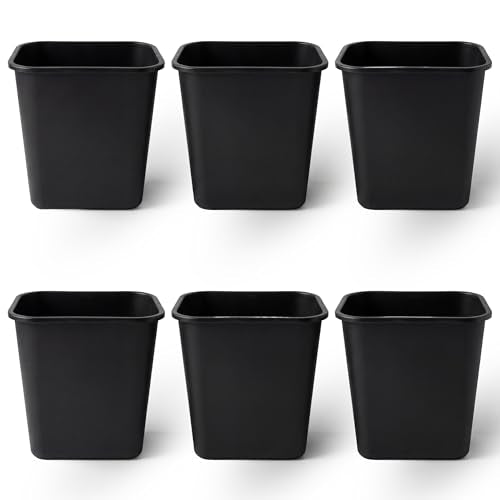 United Solutions 7.7 Gallon Trash Wastebasket, 6 Pack, Black, Under Desk | Slim 30.8-quart bins fit small spaces in offices, kitchens, dorms, and homes with an easy-to-clean design - color: Black, size: 30.8 Qt - 6 Pack