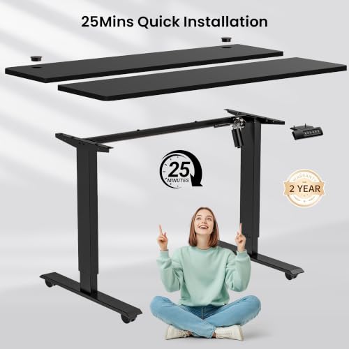 farexon 63x24 Inch Electric Standing Desk with Mouse Pad, Black - color: Black, size: 63 x 24''