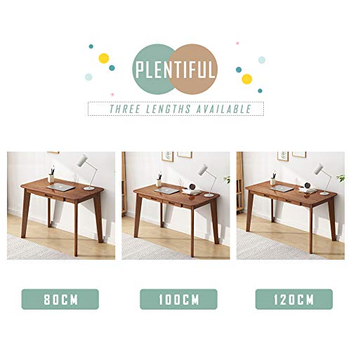 IOTXY Solid Wood Writing Desk - Home Office Laptop Computer Table, Walnut - color: Walnut, size: 120CM