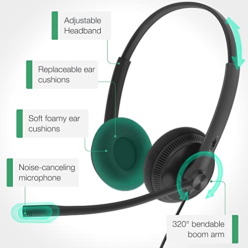 Yealink UH34 Lite Wired Headset,USB-A, Noise Canceling Mic,in-Line Controls - color: Dual-Ear (Foam Earpads), size: USB-A (1 Pack)