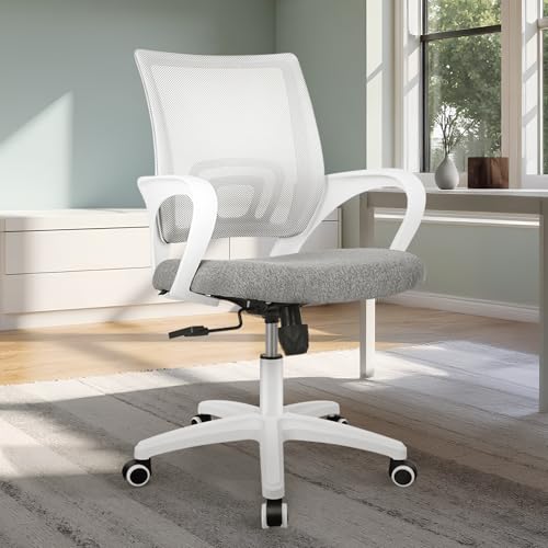 ETONEX Office Chair with Ergonomic Mid Back Cushion Lumbar Support Adjustable Swivel Rolling Computer Gaming Desk Chair Comfy Mesh Seat Wheels Home Executive Use (1, Grey) - color: Grey