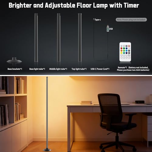 NBBUFF IC+RGBW Led Corner Floor Lamp USB Powered App & Remote Control,1Pack - size: 1Pack