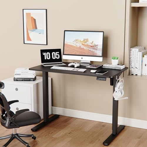 LongKe Electric Standing Desk Adjustable Height, 40x24 Inches Sit Stand up Desktop for Home Office, Ergonomic Rising Computer Table with Memory Preset, Black - color: Black, size: 40inches