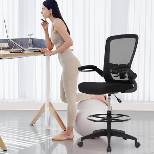 PayLessHere | Ergonomic Drafting Chair | Black | 220lbs Capacity - color: Black