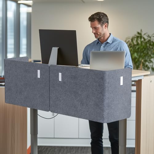 Desk Privacy Panel,2PCS L-Shaped Clamp-On Office Desk Divider,47.2" x 15.7" - color: Grey, size: 47.2" x 15.7"