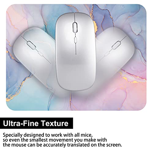 Audimi Small Mouse Pad 6 x 8 Inch, Mini Mouse Pad Thick for Laptop Wireless Mouse Home Office Travel, Portable & Washable (Colorful Marble) - color: purple pink gold ink