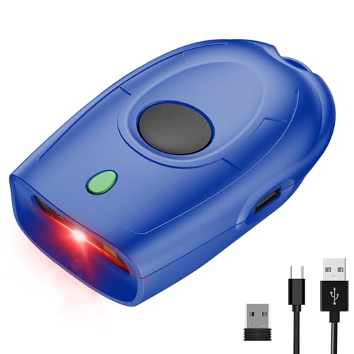 Symcode Bluetooth 2D Barcode Scanner Mini Portable QR Code Scanner 3-in-1 Bluetooth & 2.4G Wireless & USB Wired Barcode Scanner with Android,iOS,Computers,Windows - color: 2D QR Blue