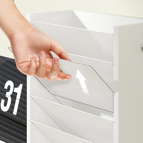 Mail Organizer Wall Mounted, 6-Slot Hanging File Organizer with Key Holder - color: White (wall Mount)