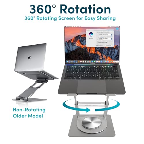 Lifelong 360 Rotating Adjustable Laptop Stand, 16" Tall Riser - Silver - color: Rotating Silver, size: 1. Up to 17" Laptop