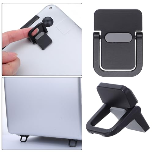 4PCS Portable Keyboard Riser Self Adhesive Laptop Stand Invisible Mini Computer Feet for Desk Computer Keyboard Stand Laptop Holder with Anti Slip Silicone(Black) - color: Black