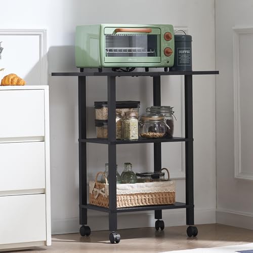 YUFAM 3 Tier Home Printer Stand with Storage, Black - color: Black, size: 15.75"D×23.65"W×25.7"H