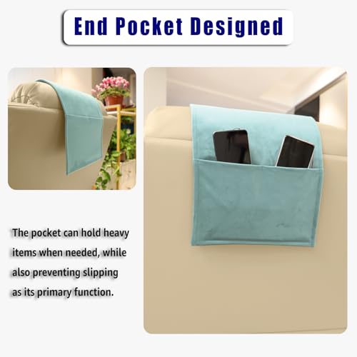 Velvet Recliner Headrest Pillow, Non-Slip Neck Support,Light Blue - color: Light Blue