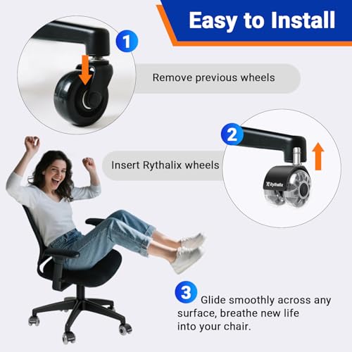 2" Office Chair Wheels Set of 5 - Desk Chair Caster Wheels - size: 2 Inch