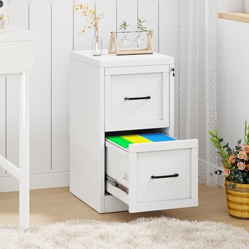 GAIOUS Metal Vertical File Cabinet with Lock, Locked Under Desk Cabinet - color: White, size: 17.72"D x 14.96"W x 28.7"H