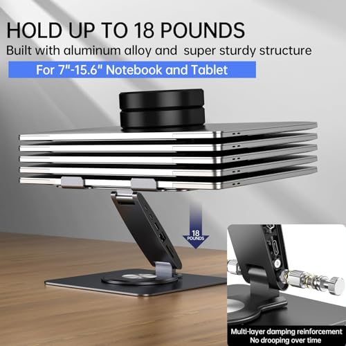 Laptop Docking Station for MacBook Pro/Air/Dell/HP/Surface HC 11-in-1 USB C Hub 360°Rotatable Laptop Stand with USB Hub 4K HDMI USB 3.0 PD100W 3.5mm Audio Jack RJ 45 TF/SD Reader Universal Laptop Dock - color: For Laptop 7-15.6 inches 11-in-1 Pro Max