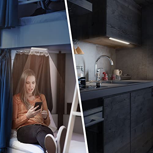 DWEPTU 2Pack LED Under Cabinet Lighting Dimmable Under Cabinet Lights with USB Powered for Closet Light Bar Under Counter Lighting Work Tables Student Dormitory (Include AC Plug) - color: Pure White