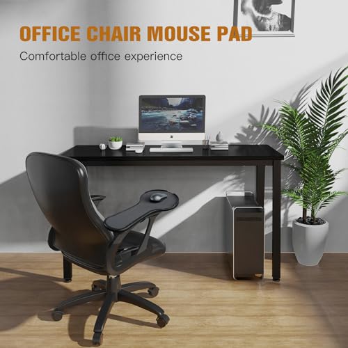 Ergonomic Adjustable Arm Rest Mouse pad for Chair, Strap Fastener | Mouse Extension Platform Tray with Mouse Baffle to Prevent Falling, Attaches to Chair, Black (Black(YYLL8326))