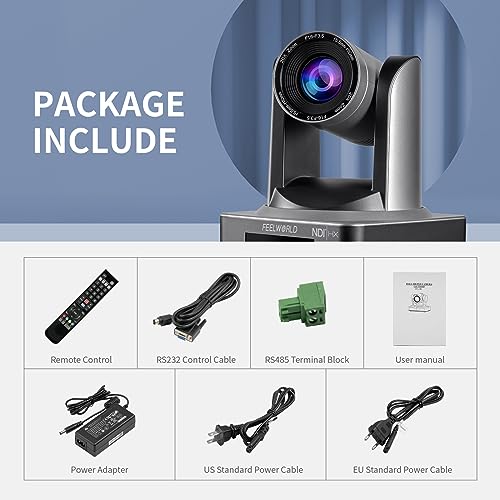 FEELWORLD NDI20X 1080p 20X Optical Zoom 3G SDI NDI HDMI IP PoE PTZ Camera | Low Light Correction, Auto Focus for Live Streaming Church Business Education Medical Conference Room Camera System - size: NDI20X