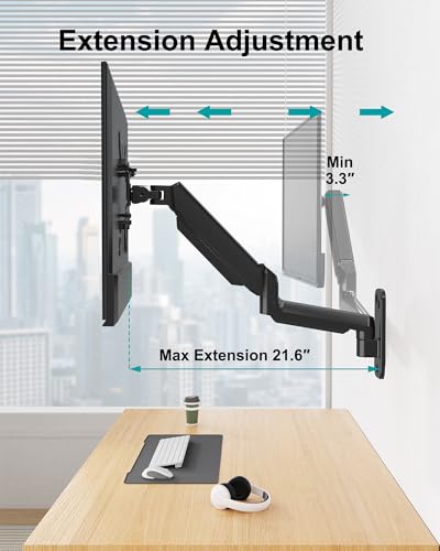 MOUNT PRO Monitor Wall Mount for Max 35 inch/26.4lbs Flat Curved Screens, Premium Heavy Duty Single Monitor Arm, Full Motion Ultrawide Wall Mount with VESA Extension Kit, VESA Mount 200x200mm