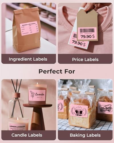 MUNBYN 3x2 Thermal Labels, 500 Sheets/1 Roll, Pink - color: Pink, size: 3x2"