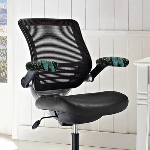 Office Chair Armrest Covers Set of 2, Dragonfly Flower Print Chair Arm Covers, Removable Office Chair Covers Stretchy Armrest Covers, Home Decorations - color: Black and Green - Dragonfly Flower