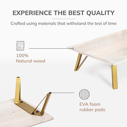 Anji Mountain Monitor Stand for Desk - Desktop Organizer & Laptop Riser, Ergonomic Monitor Riser, Space-Saving, Durable, Easy Assembly & Ideal for Home & Office,White Wash, 24-Inch, Classic - color: White Wash
